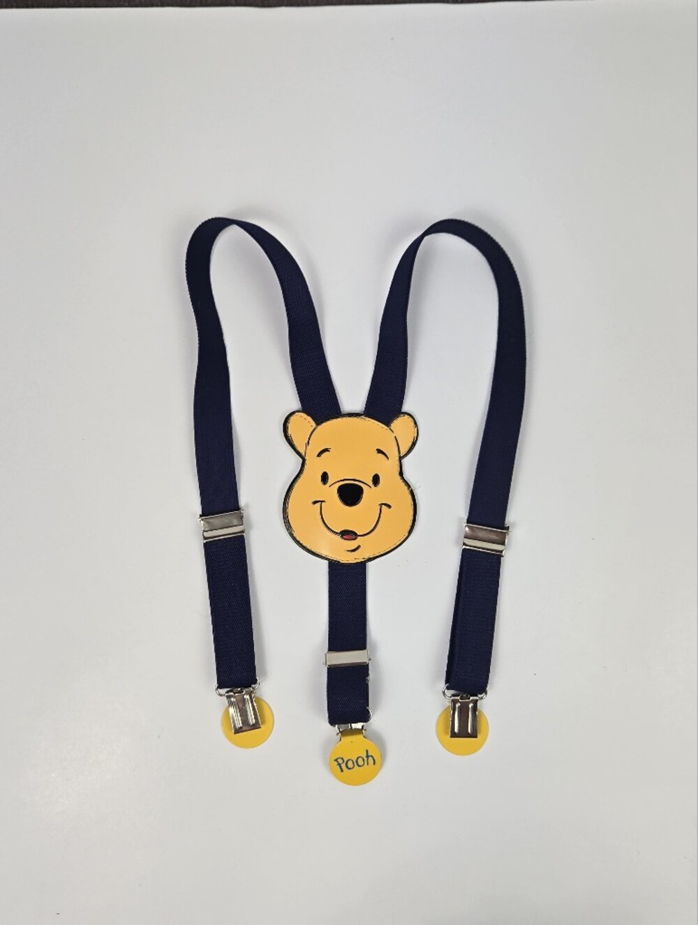 Disney Winnie the Pooh Kids Suspenders Navy Yellow Adjustable Clips